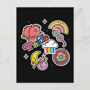 プライド+LGBTQ。ラブプライド。虹のハート(花) ポストカード