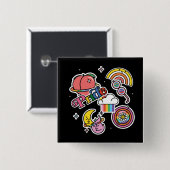 プライド+LGBTQ。ラブプライド。虹のハート（花） 缶バッジ (正面&裏面)