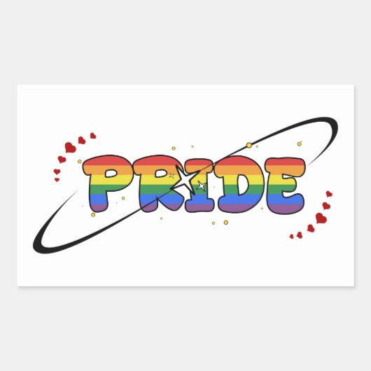 プライド LGBTQ レインボーフラッグ 長方形シール (正面)