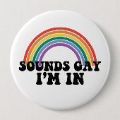 プライドLGBTゲイサウンド レインボーにいます 缶バッジ (正面)