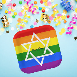 プライドLGBTレインボーフラッグユダヤゲイ ペーパープレート