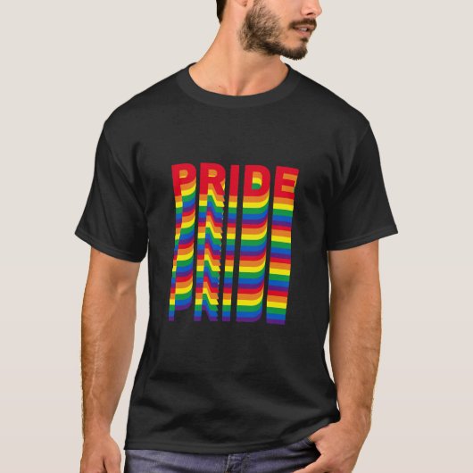 プライドlgbt lgbtqゲイレインボーレトロカラークール tシャツ (正面)