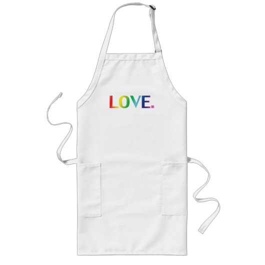 プライドlgbt lgbtqレインボーカラー白 ロングエプロン (正面)