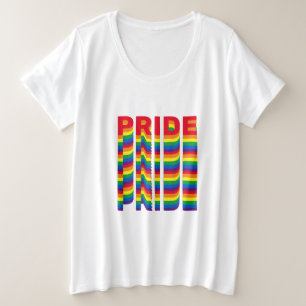 プライドlgbt lgbtq同性愛者ゲイレインボーカラーパターン プラスサイズTシャツ