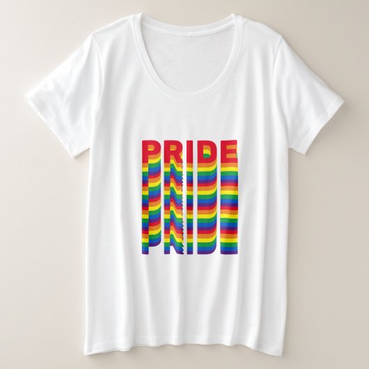 プライドlgbt lgbtq同性愛者ゲイレインボーカラーパターン プラスサイズTシャツ (デザイン正面)