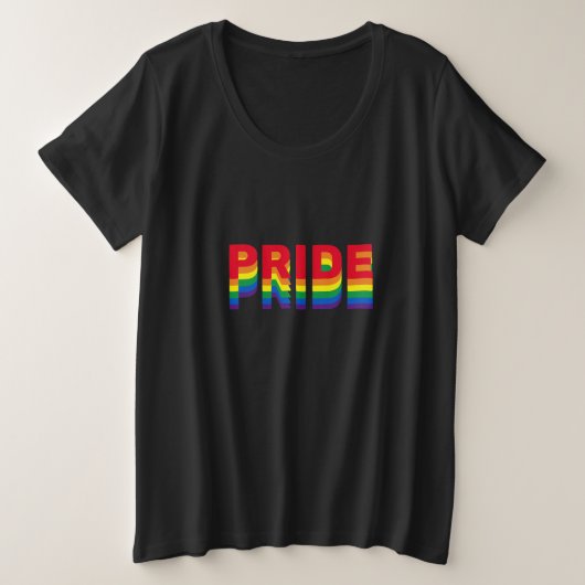 プライドlgbt lgbtq同性愛者ゲイレインボーパターンブラック プラスサイズTシャツ (デザイン正面)