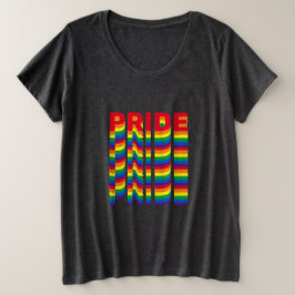 プライドlgbt lgbtq同性愛者ゲイレインボーパターン プラスサイズTシャツ
