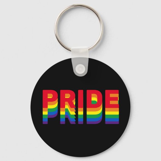 プライドlgbt lgbtq同性愛者ゲイレインボーレトロブラック キーホルダー (正面)