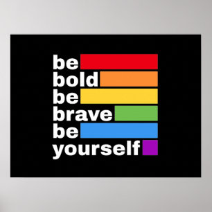プライドLGBTQはっきりした Be Yourself Rainbow ポスター