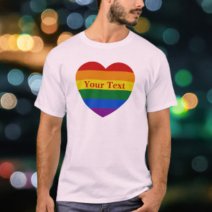 プライドLGBTQレインボーハートフラグカスタム文字ユニセックス Tシャツ
