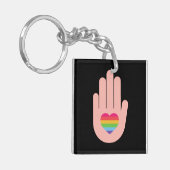 プライドlgbtq同性愛者ラブ。レインボーカラー鍵 キーホルダー (正面左)