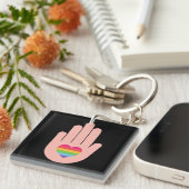 プライドlgbtq同性愛者ラブ。レインボーカラー鍵 キーホルダー (正面右)