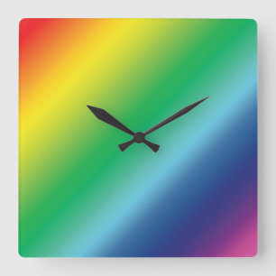 プライドlgbtq虹色パターン四角時計 スクエア壁時計