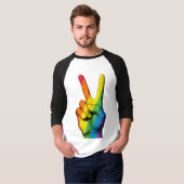 プライドPeace Hand Sign Raglan Tee -衣服プライド Tシャツ (正面フル)