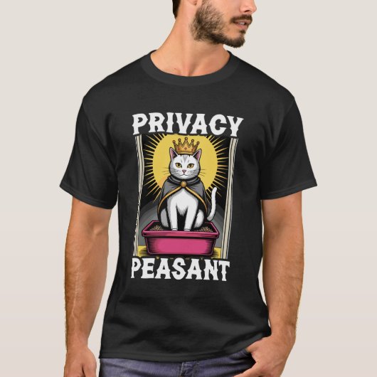 プライバシー保護 かわいい猫のトイレ 面白い猫 Tシャツ (正面)