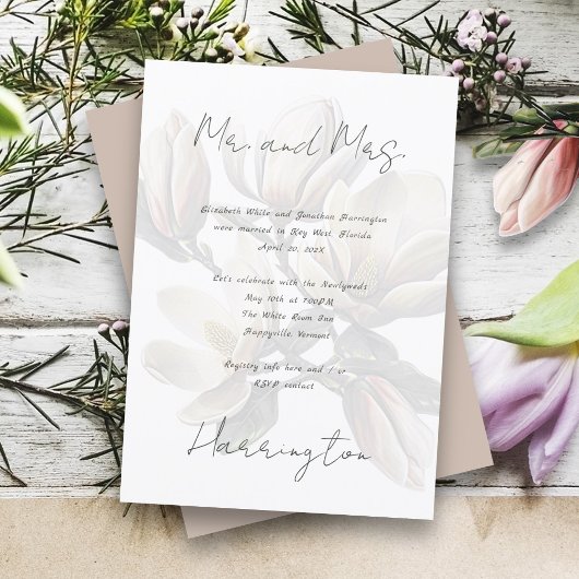プライベートな結婚式 サザン+マグノリア+レセプション 招待状
