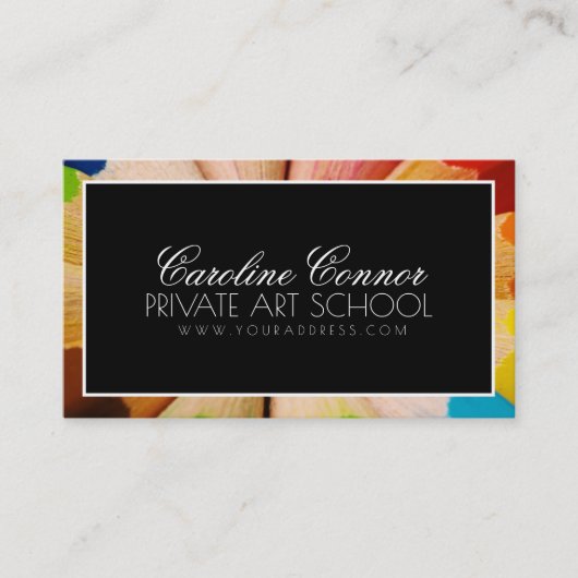 プライベートアートスクールブラック&ホワイトカーはっきりしたド 名刺 (正面)