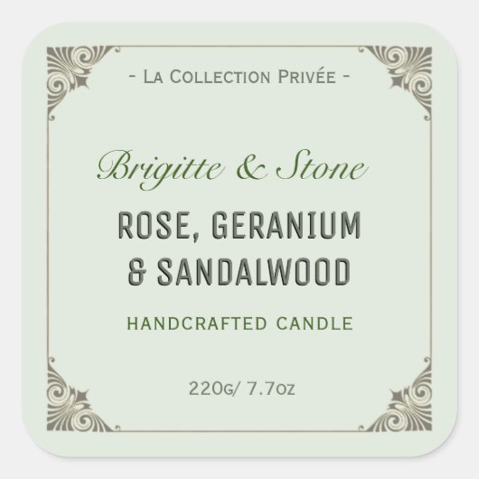 プライベートコレクションハンドクラフトViridescent Candle スクエアシール (正面)