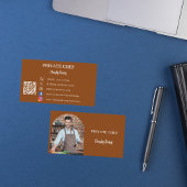 プライベートシェフチョコレートブラウンフォトアーチQRコード 名刺