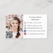 プライベートシェフピンクのスケール女性写真QRコード 名刺 (裏面)