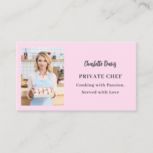 プライベートシェフピンク写真のスローガン愛QRコード 名刺 (正面)