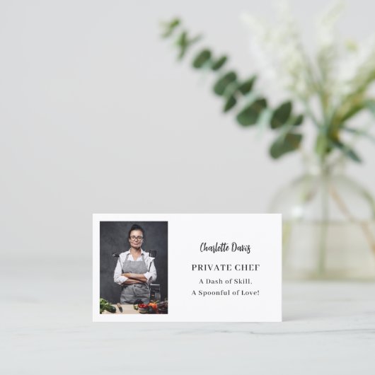 プライベートシェフフォトスローガンQRコード 名刺 (スタンド正面)