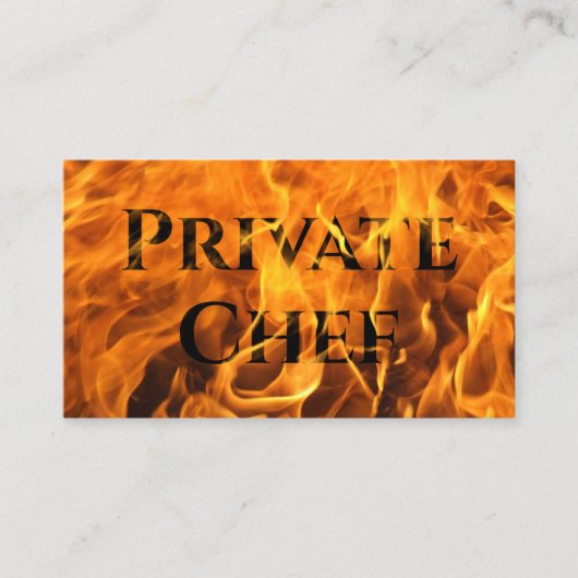 プライベートシェフプロフェッショナル火災タイポグラフィ 名刺 (正面)