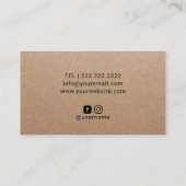 プライベートシェフミニマリストラインアート素朴クラフト 名刺 (裏面)