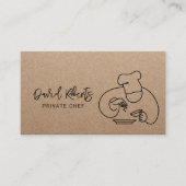 プライベートシェフミニマリストラインアート素朴クラフト 名刺 (正面)