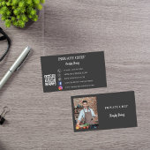 プライベートシェフ木炭グレーフォトケータリングQRコード 名刺