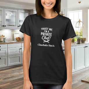 プライベートシェフ白黒スクリプトのスローガン Tシャツ