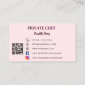 プライベートシェフ赤面ピンクスケール女性QRコード 名刺 (裏面)