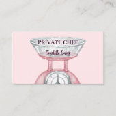 プライベートシェフ赤面ピンクスケール女性QRコード 名刺 (正面)