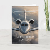 プライベートジェット機 誕生日 カード (正面)