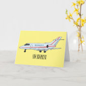 プライベートジェット漫画イラストレーション カード (黄色い花)
