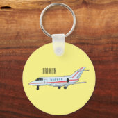 プライベートジェット漫画イラストレーション キーホルダー (正面)