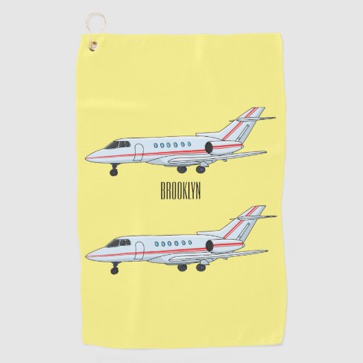 プライベートジェット漫画イラストレーション ゴルフタオル (正面)