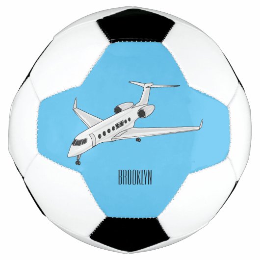 プライベートジェット漫画イラストレーション サッカーボール (正面)