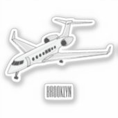 プライベートジェット漫画イラストレーション シール (正面)