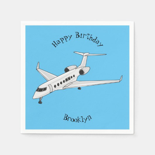 プライベートジェット漫画イラストレーション スタンダードカクテルナプキン (正面)