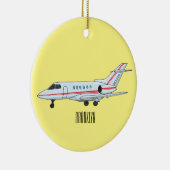 プライベートジェット漫画イラストレーション セラミックオーナメント (右)