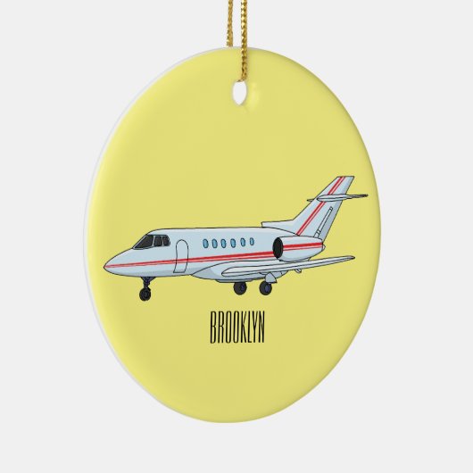 プライベートジェット漫画イラストレーション セラミックオーナメント (右)