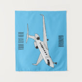 プライベートジェット漫画イラストレーション タペストリー (正面)