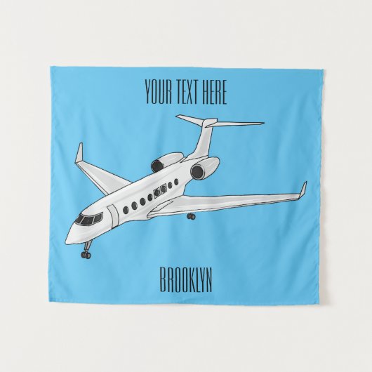 プライベートジェット漫画イラストレーション タペストリー (正面(横))