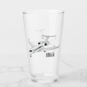 プライベートジェット漫画イラストレーション タンブラーグラス (正面)
