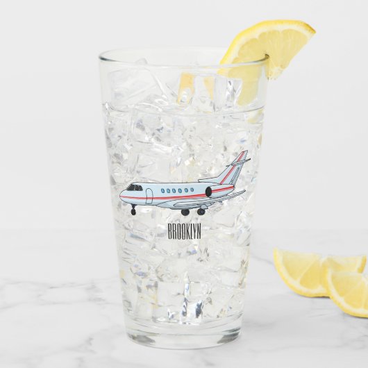 プライベートジェット漫画イラストレーション タンブラーグラス (アイス裏面)