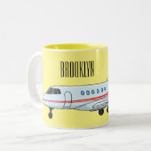 プライベートジェット漫画イラストレーション ツートーンマグカップ (正面左)