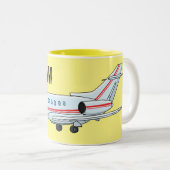 プライベートジェット漫画イラストレーション ツートーンマグカップ (正面右)