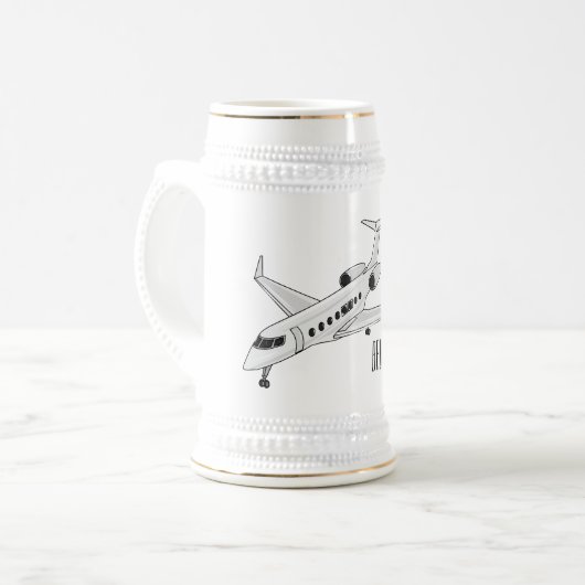 プライベートジェット漫画イラストレーション ビールジョッキ (正面左)