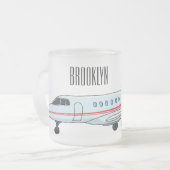 プライベートジェット漫画イラストレーション フロストグラスマグカップ (正面左)